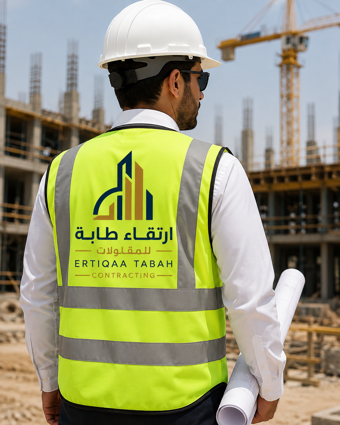 مهندس من ارتقاء طابة في موقع العمل